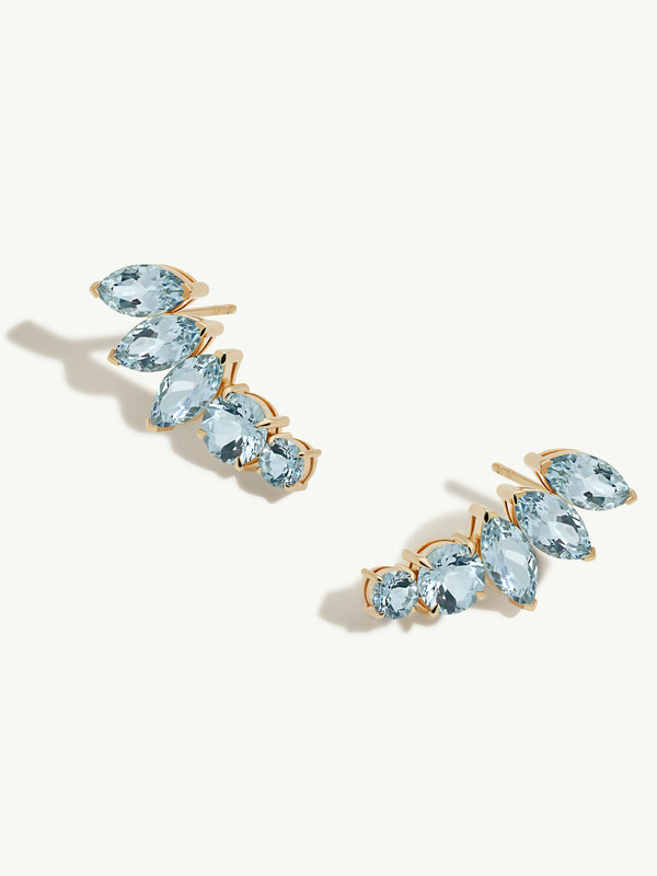 Isadora Earrings With Blue Aquamarine Gemstones In 18K Yellow Gold