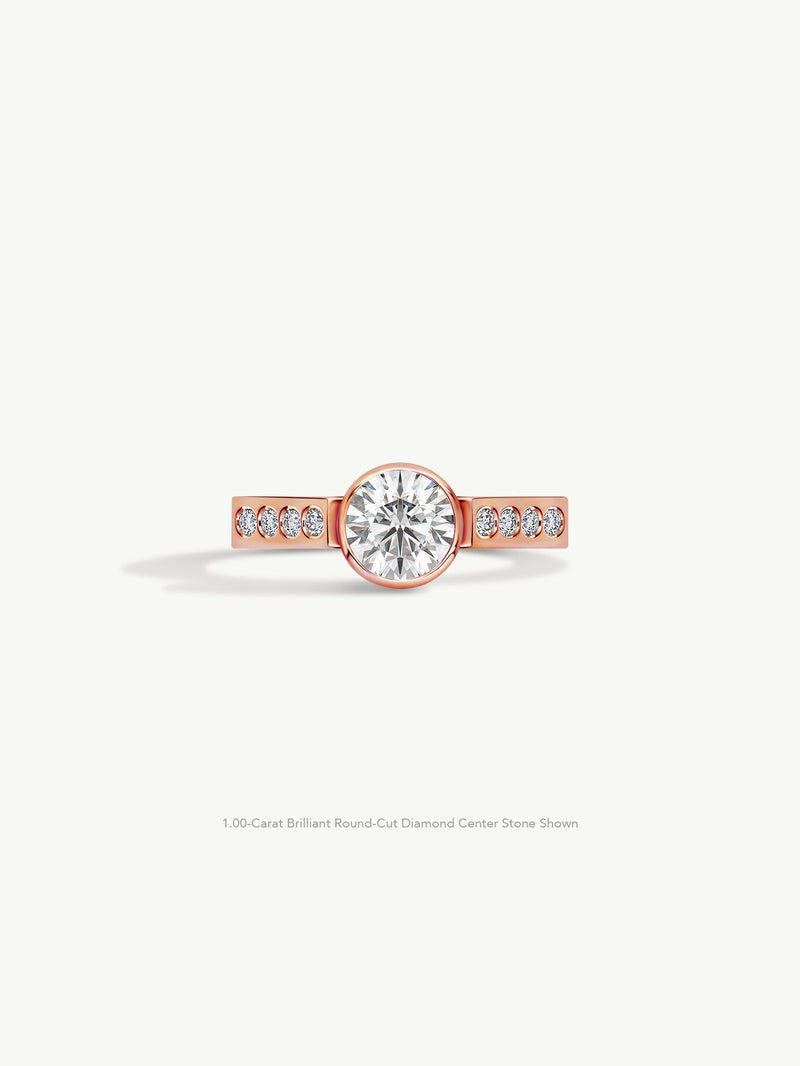 Octavian Lotus Engagement Ring With Round Brilliant-Cut White Diamond In 18K Rose Gold