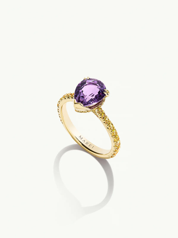 Phebe Ring With Purple Sapphire & Pavé-Set Yellow Diamonds In 18K Yellow Gold