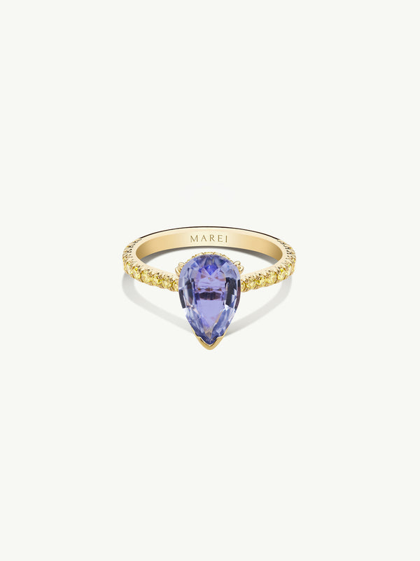 Phebe Ring With 2.46CT Purple Sapphire & Pavé-Set Yellow Diamonds In 18K Yellow Gold