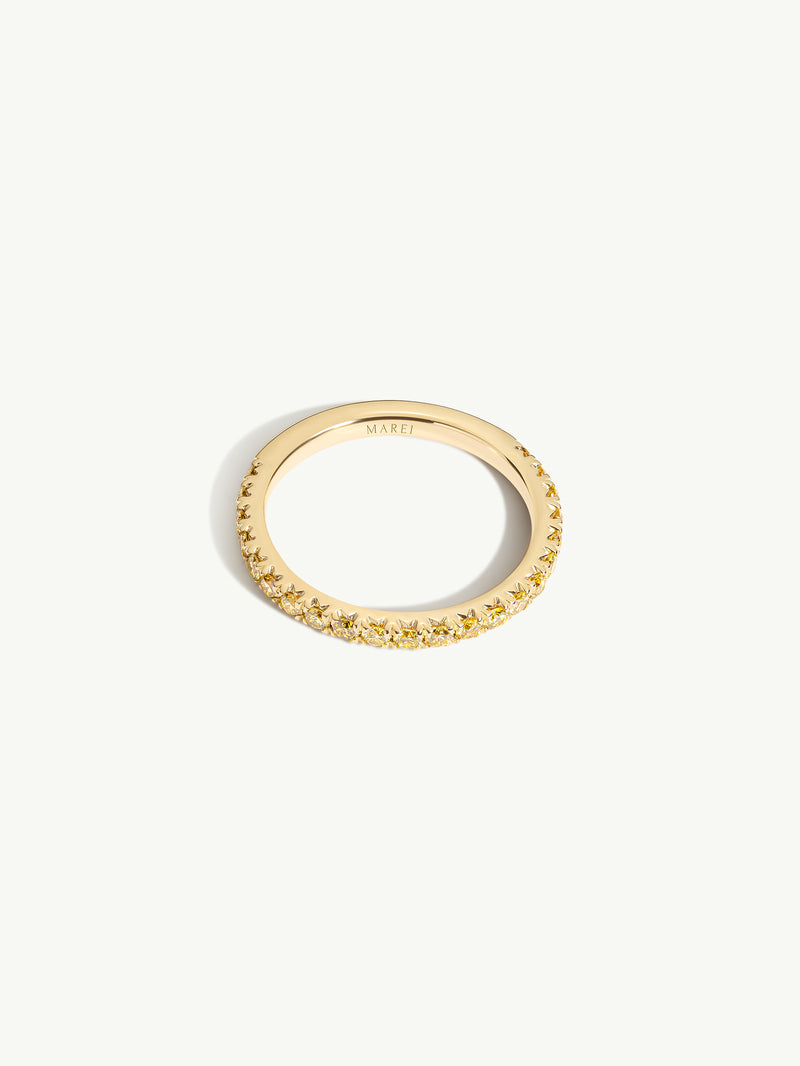 Phebe French Pavé-Set Band Ring With Yellow Diamonds In 18K Yellow Gold, 2.4mm