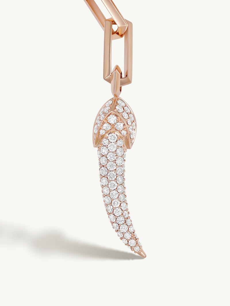 Damian Horn Talisman Pearl Necklace With Pavé-Set Brilliant Diamonds In 18K Rose Gold