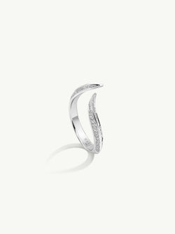 Ayla Arabesque Ring With Pavé-Set Brilliant White Diamonds In 18K White Gold