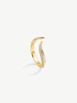 Ayla Arabesque Ring With Pavé-Set Brilliant White Diamonds In 18K Yellow Gold