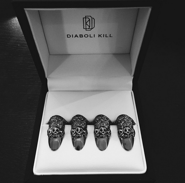Calavera Rosa Nail Rings
