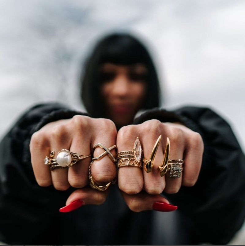 Damian Brevis Horn Ring In Rose Gold Vermeil