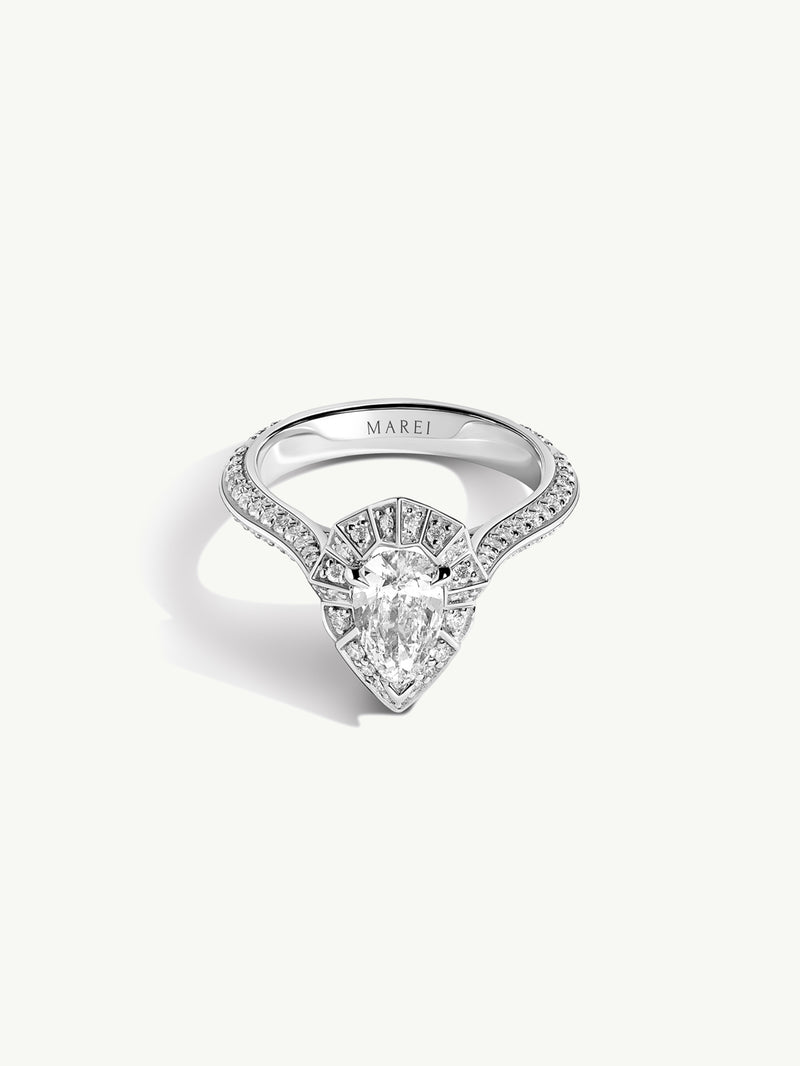 Atara Engagement Ring With Brilliant-Cut Pear-Shaped White Diamond In Platinum