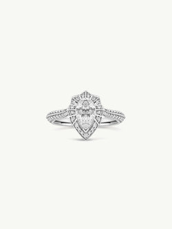 Atara Engagement Ring With Brilliant-Cut Pear-Shaped White Diamond In Platinum