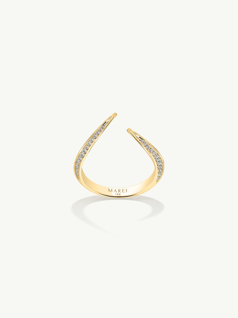 Ayla Arabesque Ring With Pavé-Set Brilliant White Diamonds In 18K Yellow Gold