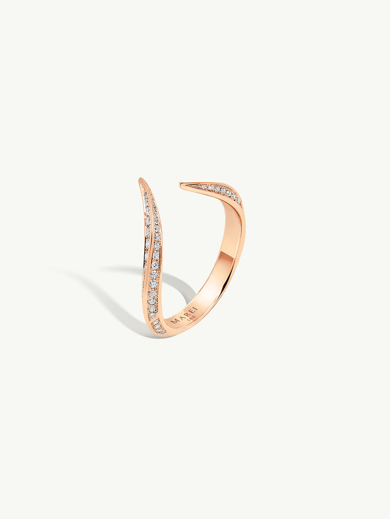 Ayla Arabesque Ring With Pavé-Set Brilliant White Diamonds In 18K Rose Gold