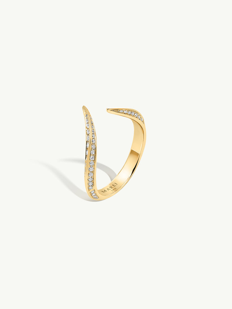 Ayla Arabesque Ring With Pavé-Set Brilliant White Diamonds In 18K Yellow Gold