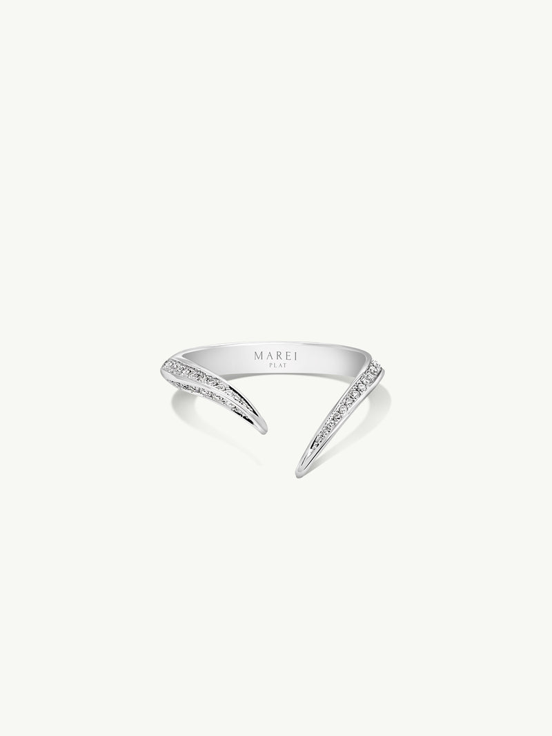 Ayla Arabesque Ring With Pavé-Set Brilliant White Diamonds In Platinum