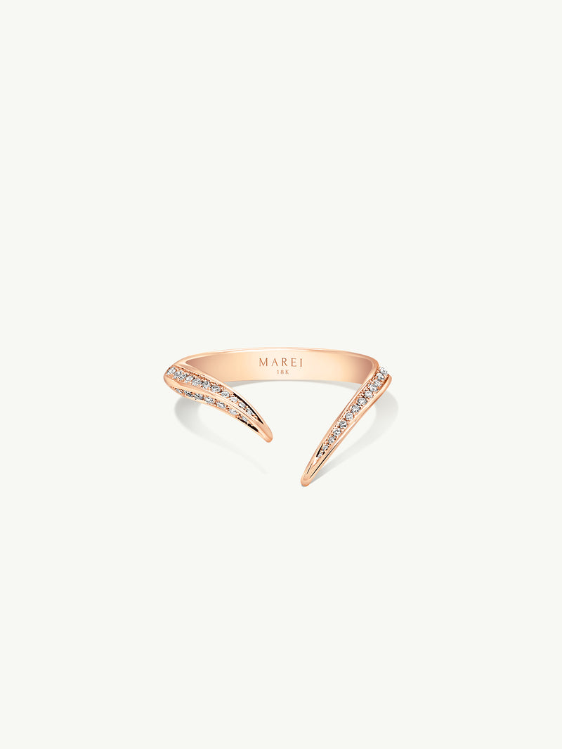 Ayla Arabesque Ring With Pavé-Set Brilliant White Diamonds In 18K Rose Gold