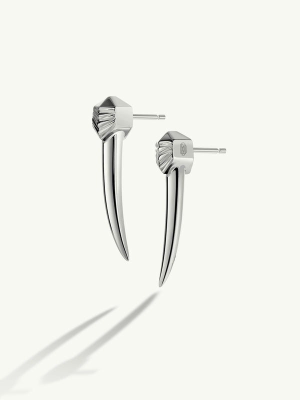 Damian Horn Talisman Dagger Earrings In 18K White Gold