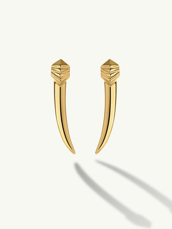 Damian Horn Talisman Dagger Earrings In 18K Yellow Gold