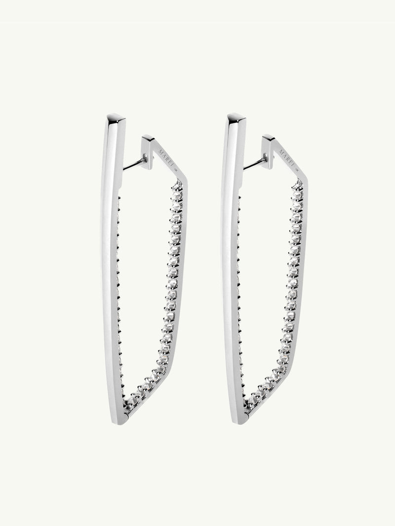 Lilith White Diamond Studded Earrings In 18K White Gold