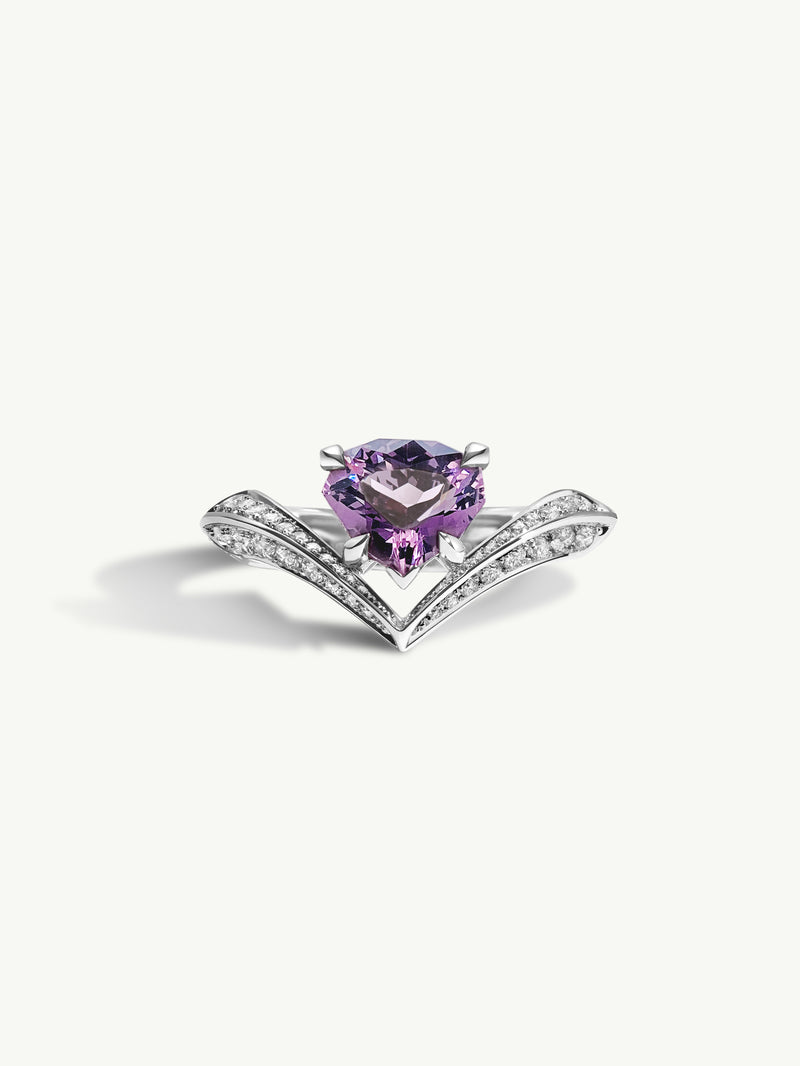 Dorian Floating Teardrop Purple Spinel Engagement Ring In 18K White Gold