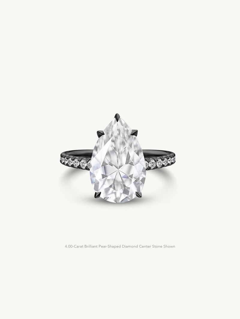 Safaa Pear-Shaped Brilliant Cut White Diamond Engagement Ring In 18K Blackened Gold