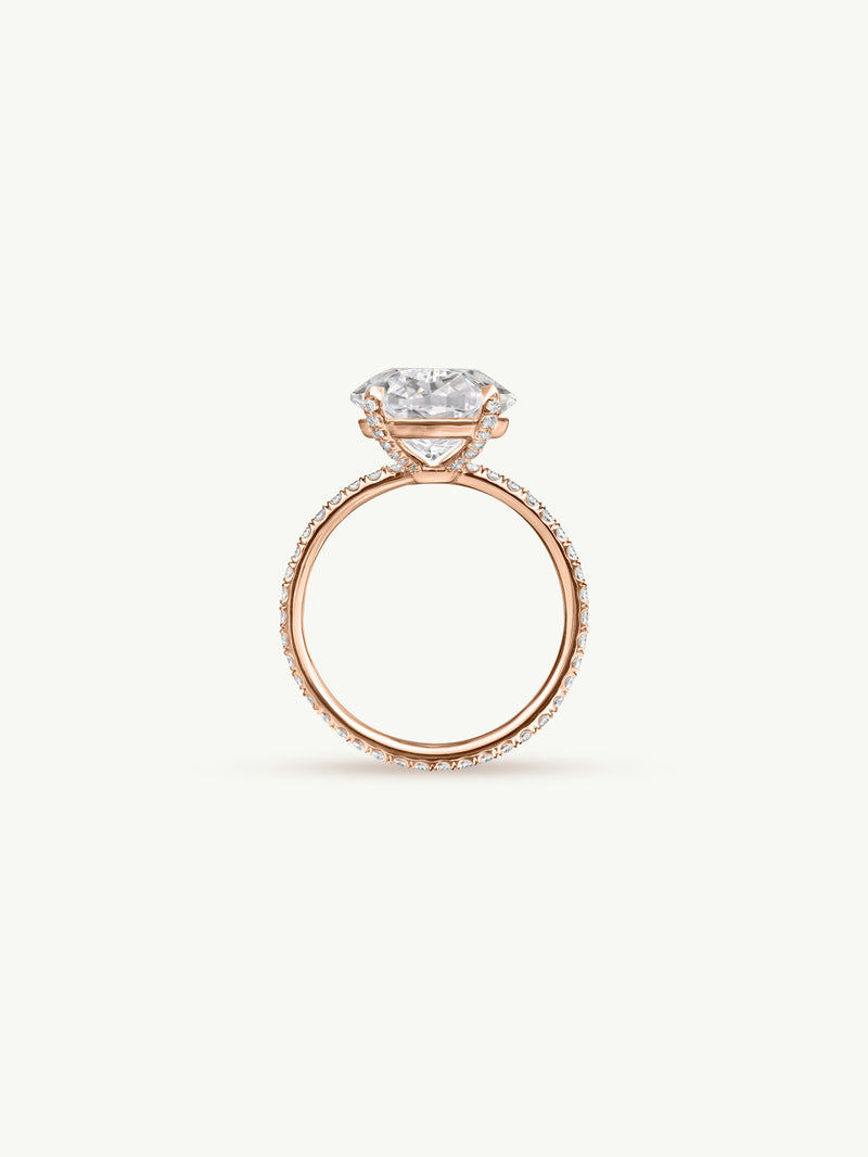 Suma Oval-Shaped Brilliant Cut White Diamond Engagement Ring In 18K Rose Gold