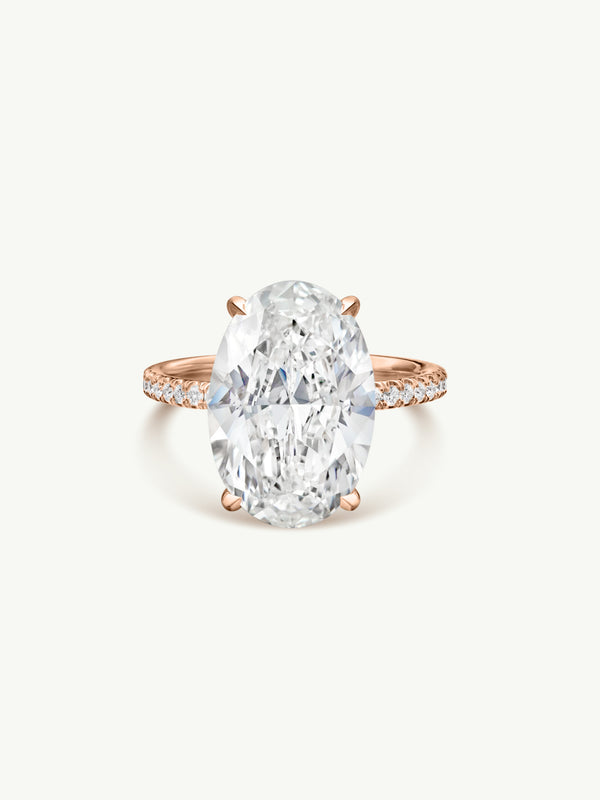 Suma Oval-Shaped Brilliant Cut White Diamond Engagement Ring In 18K Rose Gold