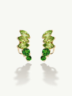 Isadora Earrings With Peridot, Tourmaline and Tsavorite Garnet Gemstones In 18K Yellow Gold