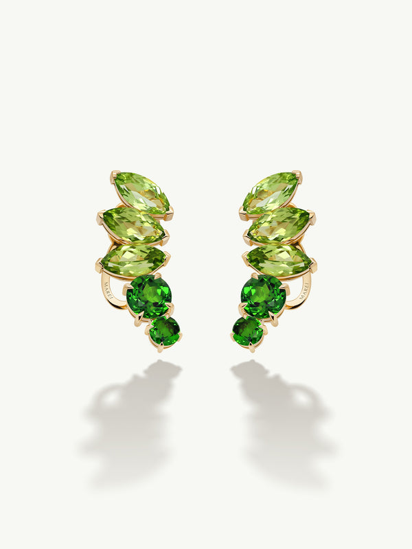 Isadora Earrings With Peridot, Tourmaline and Tsavorite Garnet Gemstones In 18K Yellow Gold