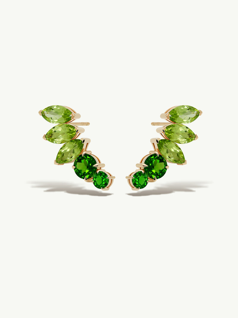 Isadora Earrings With Peridot, Tourmaline and Tsavorite Garnet Gemstones In 18K Yellow Gold