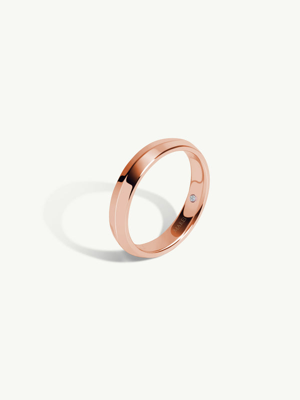 Eterno Knife Edge Wedding Ring With Hidden Diamond In 18K Rose Gold, 4mm