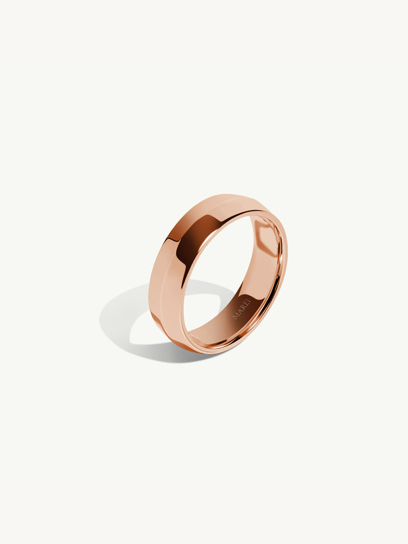 Eterno Knife Edge Wedding Ring In 18K Rose Gold, 6mm