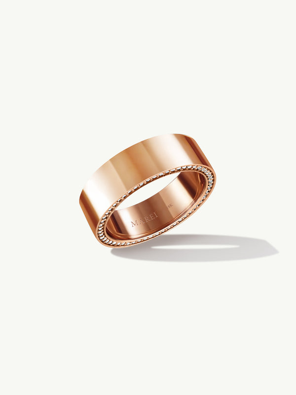 Ignis Extra-Wide Diamond Edge Accented Band In 18K Rose Gold - 8MM