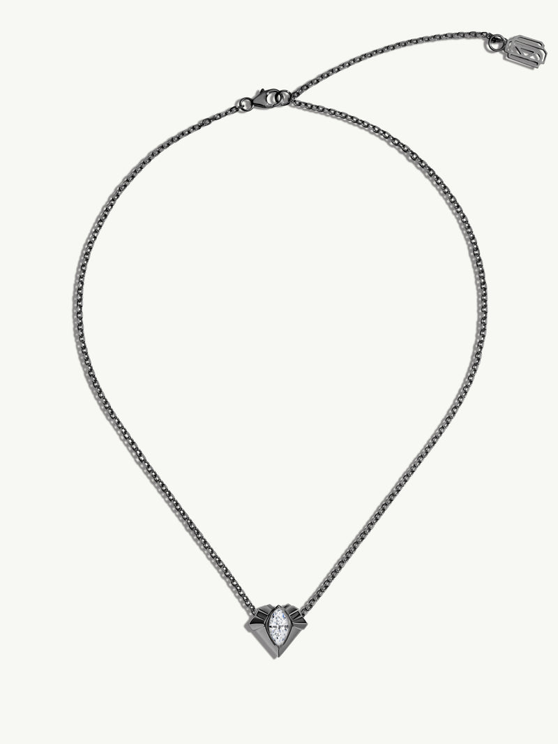 Alexandria Pendant Necklace With 0.50CT Marquise-Cut Diamond In Blackened 18K Gold