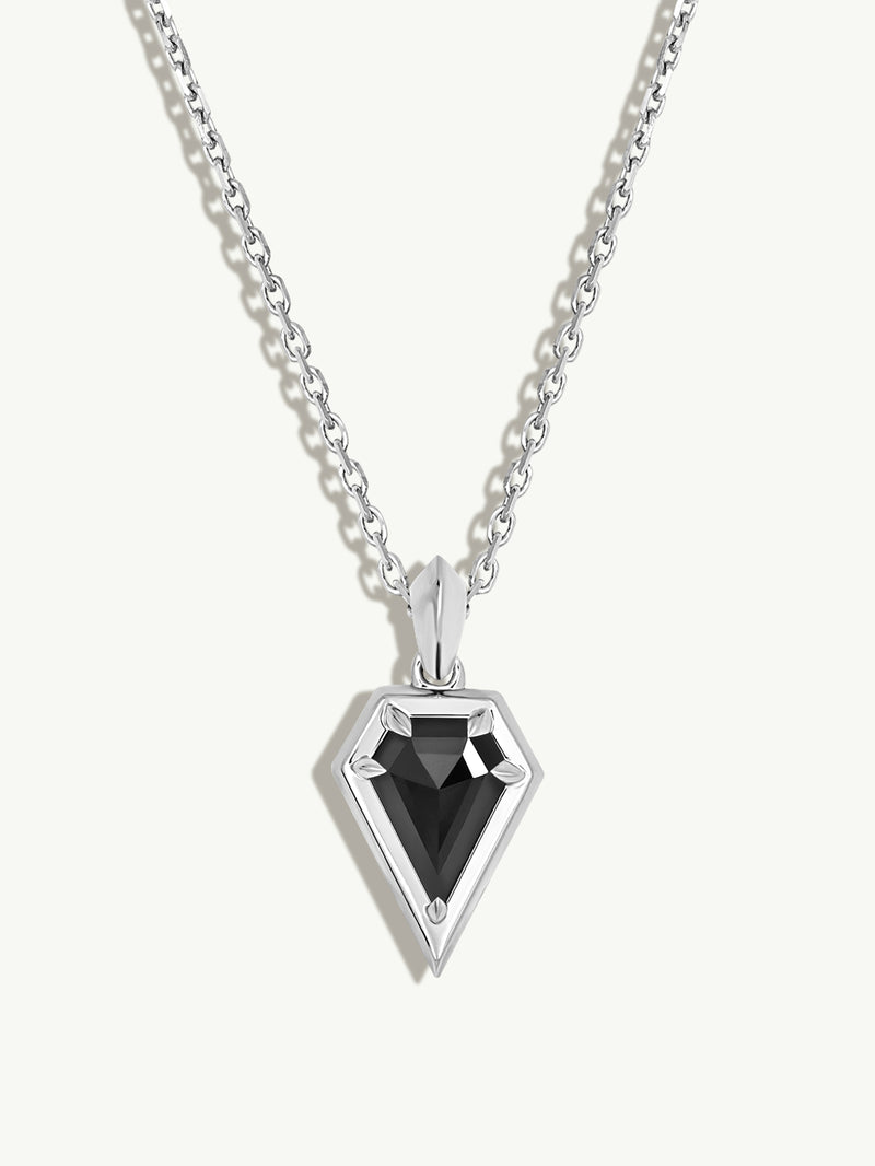 Aphrodite Amulet Pendant Necklace With Black Diamond In 18K White Gold