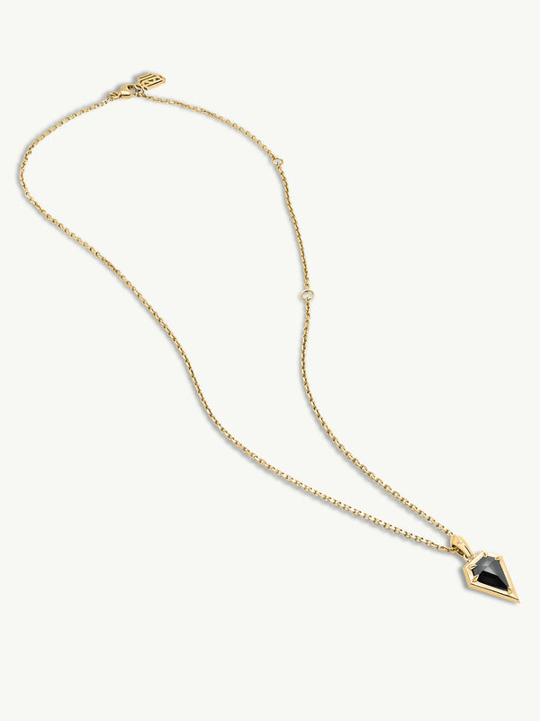 Aphrodite Amulet Pendant Necklace With Black Diamond In 18K Yellow Gold