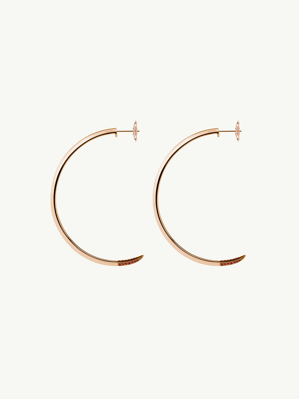 Asasara Hoop Earrings With Pavé Ruby Tips In 18K Rose Gold -1