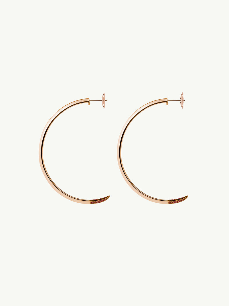 Asasara Hoop Earrings With Pavé Ruby Tips In 18K Rose Gold -1