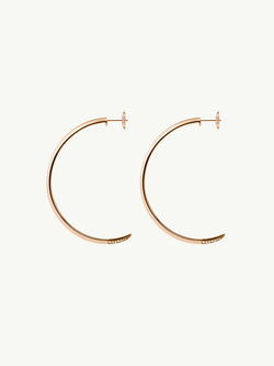 Asasara Hoop Earrings With Pavé White Diamond Tips In 18K Rose Gold