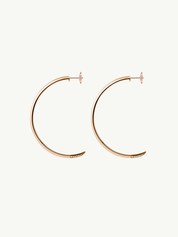 Asasara Hoop Earrings With Pavé White Diamond Tips In 18K Rose Gold