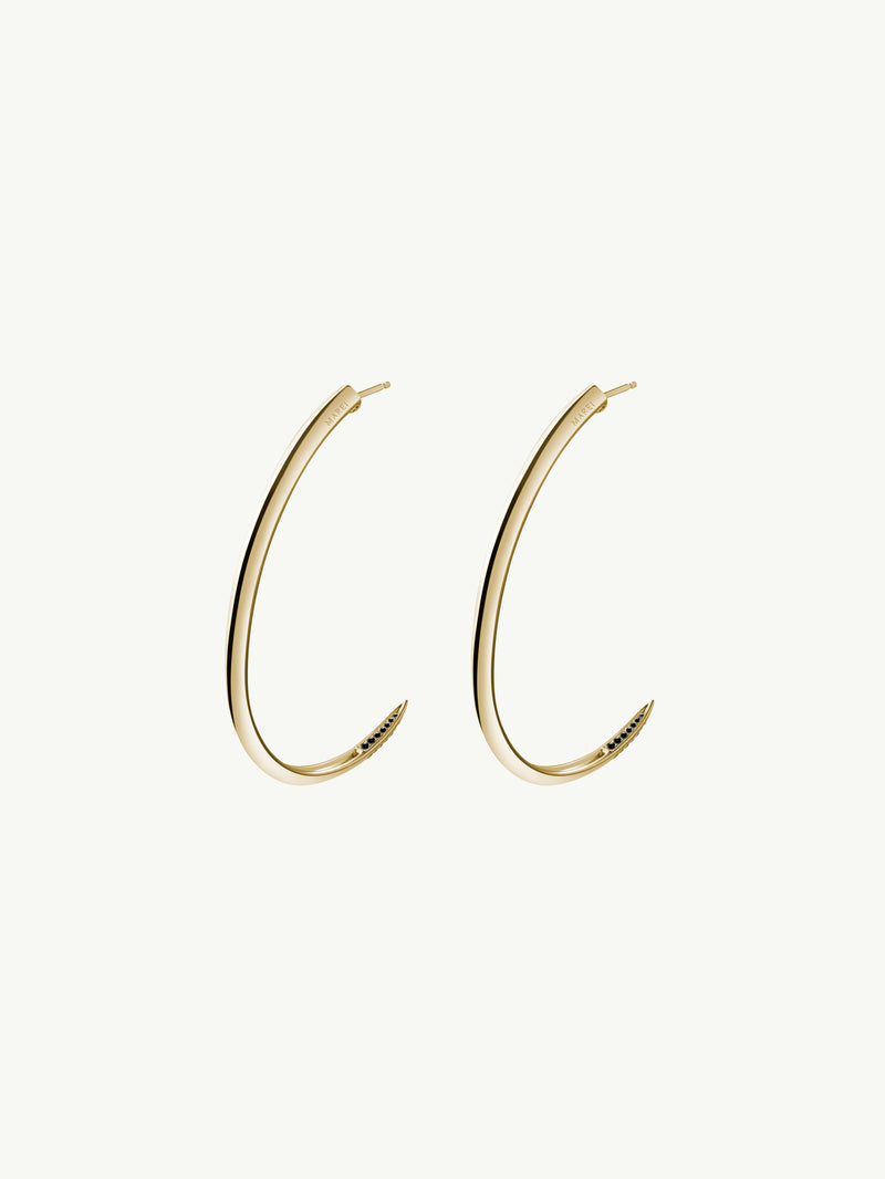 Asasara Pavé Black Diamond Tip Hoop Earrings In 18K Yellow Gold