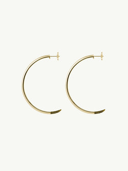 Asasara Pavé Black Diamond Tip Hoop Earrings In 18K Yellow Gold