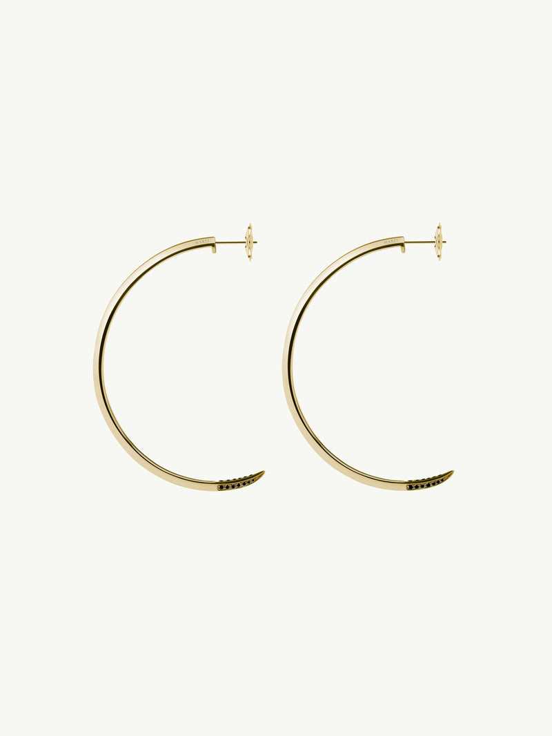 Asasara Pavé Black Diamond Tip Hoop Earrings In 18K Yellow Gold