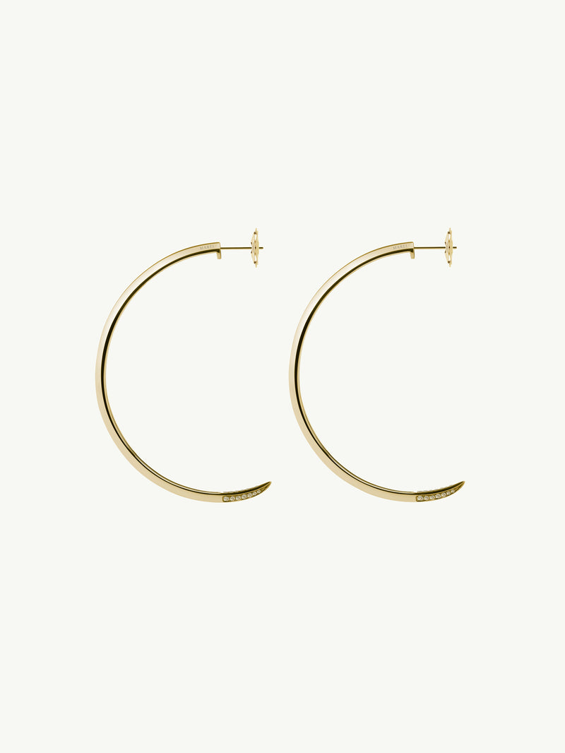 Asasara Hoop Earrings With Pavé Champagne Diamond Tips In 18K Yellow Gold