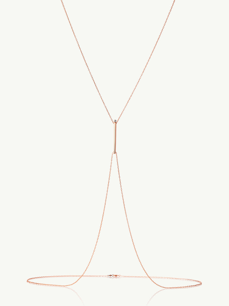 Aracelis Body Chain Necklace With Brilliant-Cut Round Diamond In 18K Rose Gold