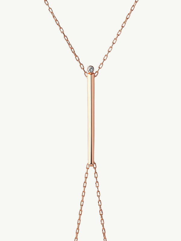 Aracelis Body Chain Necklace With Brilliant-Cut Round Diamond In 18K Rose Gold