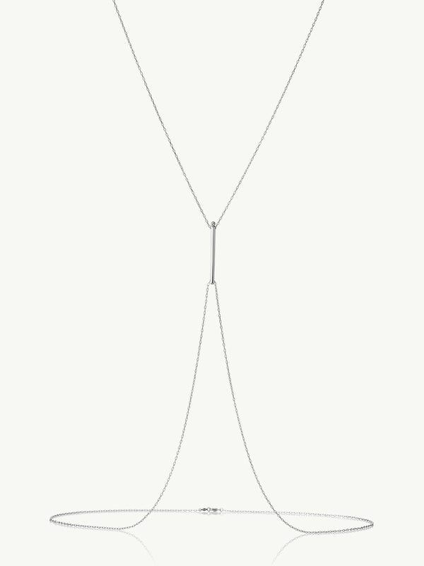 Aracelis White Diamond Body Chain Necklace In Sterling Silver