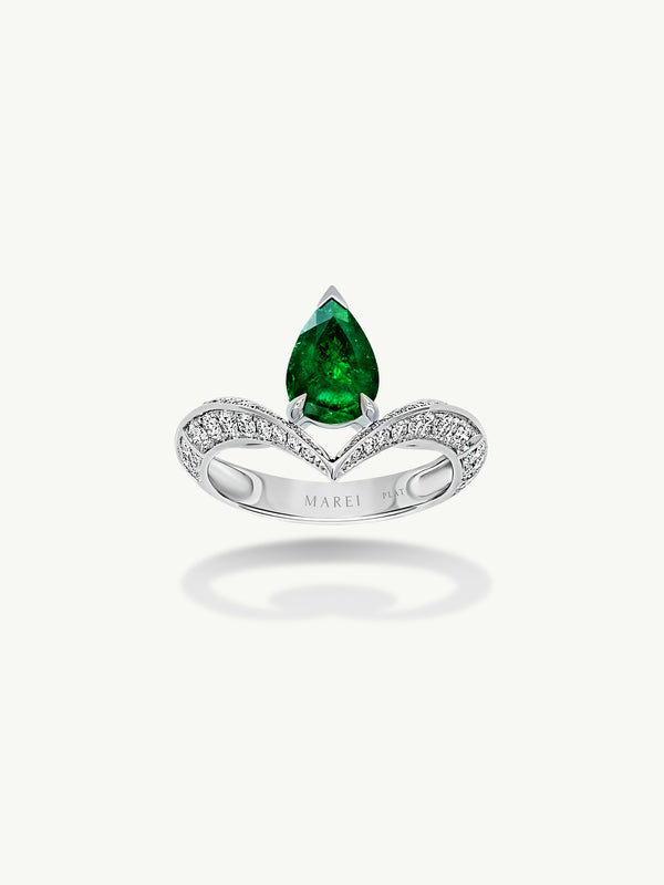 Dorian Floating Teardrop-Shaped Emerald Engagement Ring In Platinum