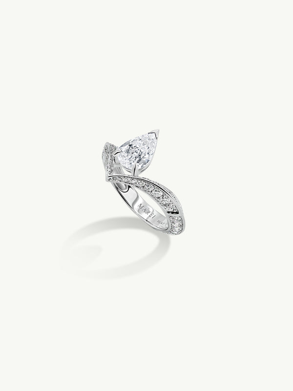 Dorian Floating Teardrop-Shaped Brilliant White Diamond Engagement Ring In Platinum