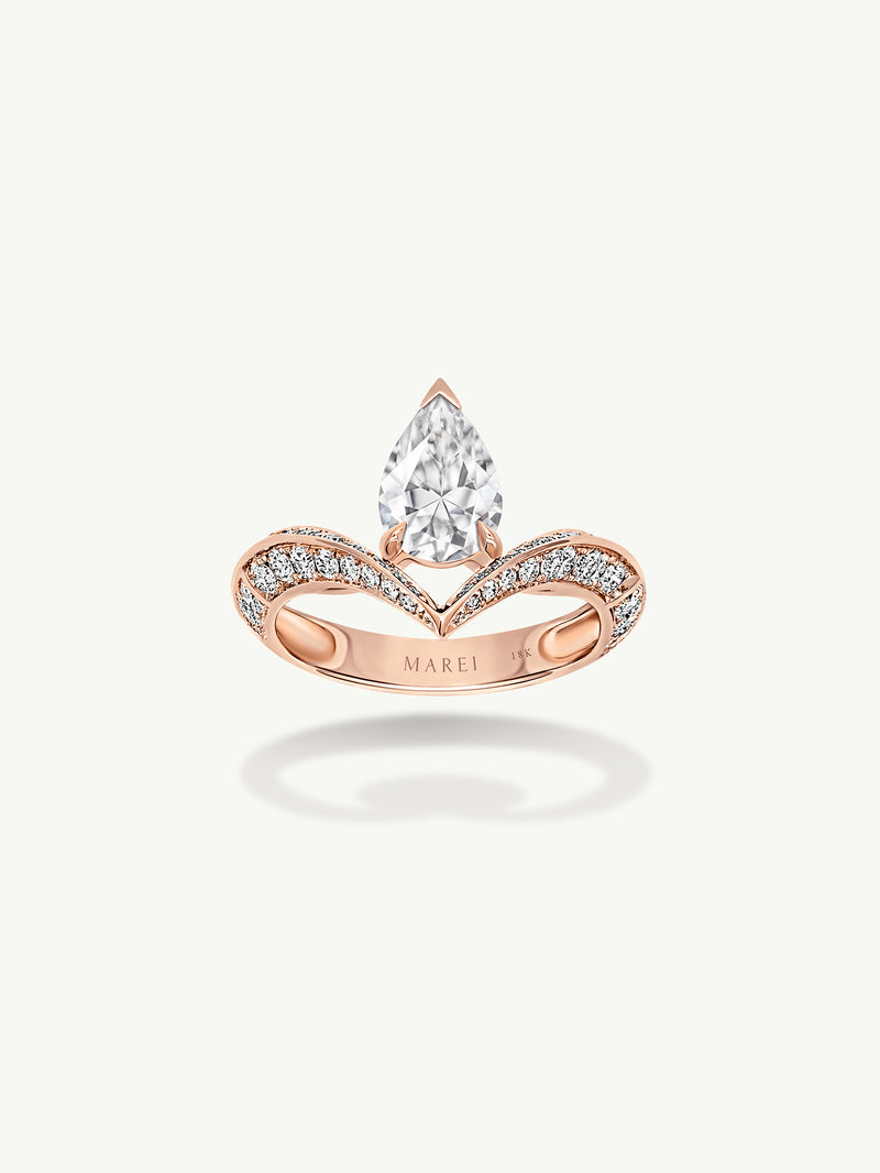 Dorian Floating Teardrop-Shaped Brilliant White Diamond Engagement Ring In 18K Rose Gold