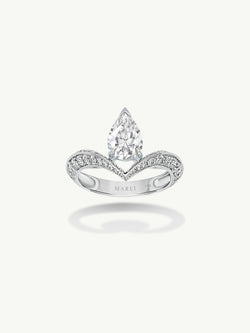 Dorian Floating Teardrop-Shaped Brilliant White Diamond Engagement Ring In 18K White Gold