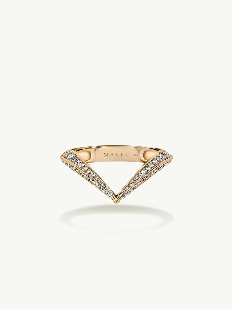 Dorian Pavé-Set Brilliant White Diamond Ring In 18K Yellow Gold