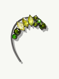 Isadora Ear Cuff with Vibrant Green Precious Gemstones In Blackened Silver